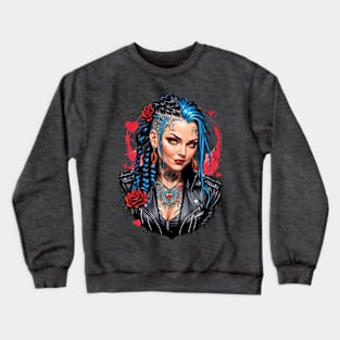 Bohemian Punk girl happy valentine retro vintage tribal design Crewneck Sweatshirt